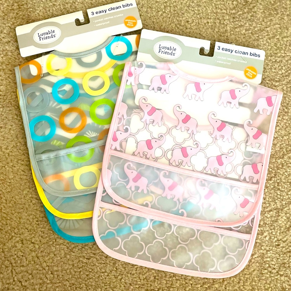 5 Easy Wipe Clean Bibs - NWT